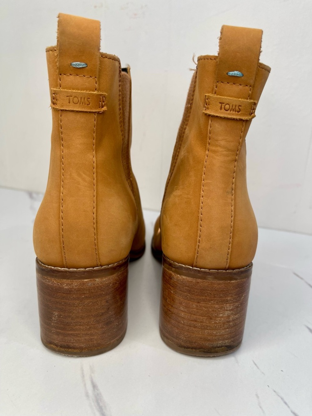 Women's TOMS Esme Brown Leather Ankle Boots Booties Size 9 Chelsea Ankle Boots - Picture 7 of 9